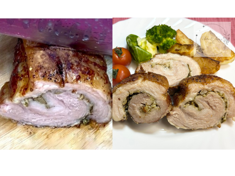 Rolled Porchetta with crispy skin and juicy interior