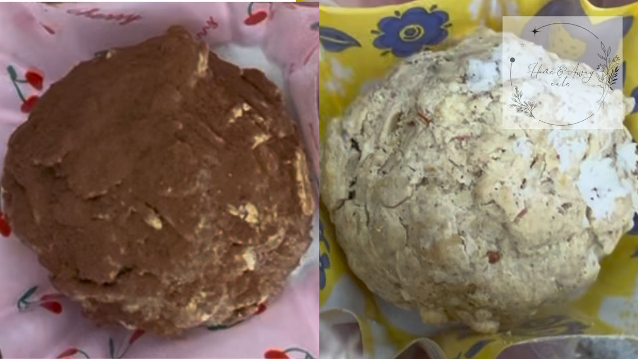 Close-up of two types of no-bake protein balls — chocolate nut and lemon coconut — each placed in small containers