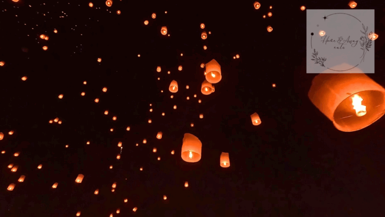Lanterns lighting up the night sky during Chiang Mai’s Yee Peng Festival in Thailand