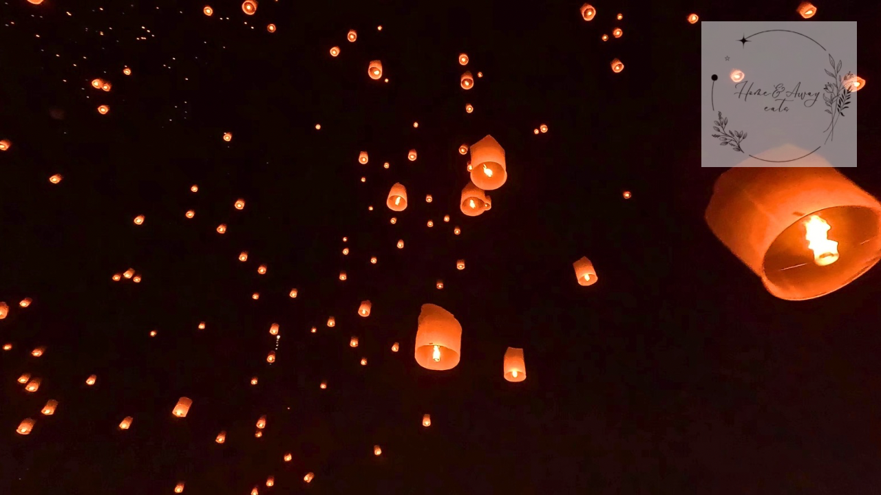 Lanterns lighting up the night sky during Chiang Mai’s Yee Peng Festival in Thailand